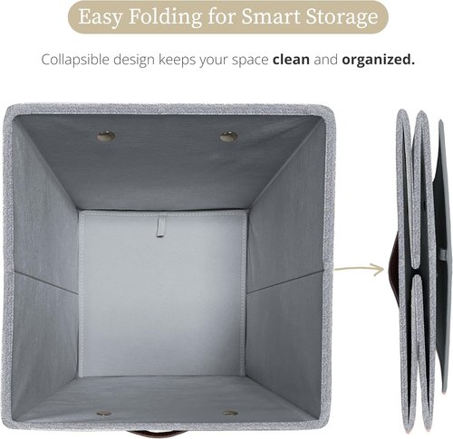 DECOMOMO Storage Bins - Fabric Cube Storage Bins with Labels | 11" Light Texture Grey (6pcs)
