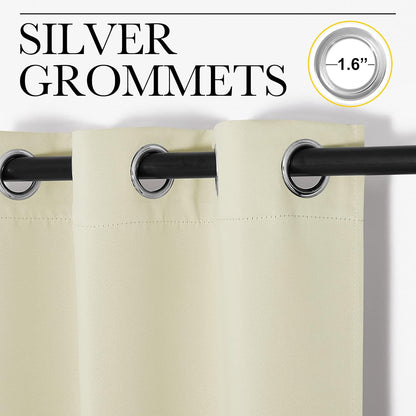 NICETOWN Beige Room Darkening Curtains - 120" Long | Set of 2, 55" Wide | Total Privacy for Boho Farmhouse Decor