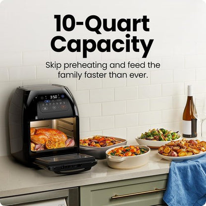 CHEFMAN Digital Air Fryer - Multifunctional 10L XL Capacity with 17 Touch Screen Presets | Black