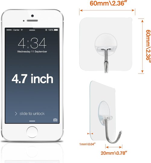 FOTYRIG Heavy Duty Adhesive Hooks - 180° Rotating Wall Hangers for Bathroom & Kitchen | 10 Pack, 15lb Max Capacity