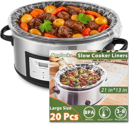 Slow Cooker Liners | 20 Disposable BPA-Free Bags for 3-8 Quart Crock Pots - Mess-Free Cooking