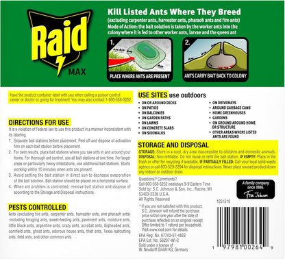 Raid Outdoor Liquid Ant Bait - Kills Ants Within 24 Hours, Ready-to-Use, 4 Count