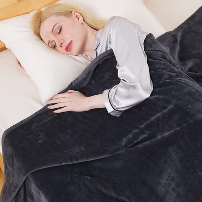 Skiennix Fleece Blanket - Premium Lightweight Anti-Static Throw for Queen/Full Size Bed | 90" x 90" Dark Gray