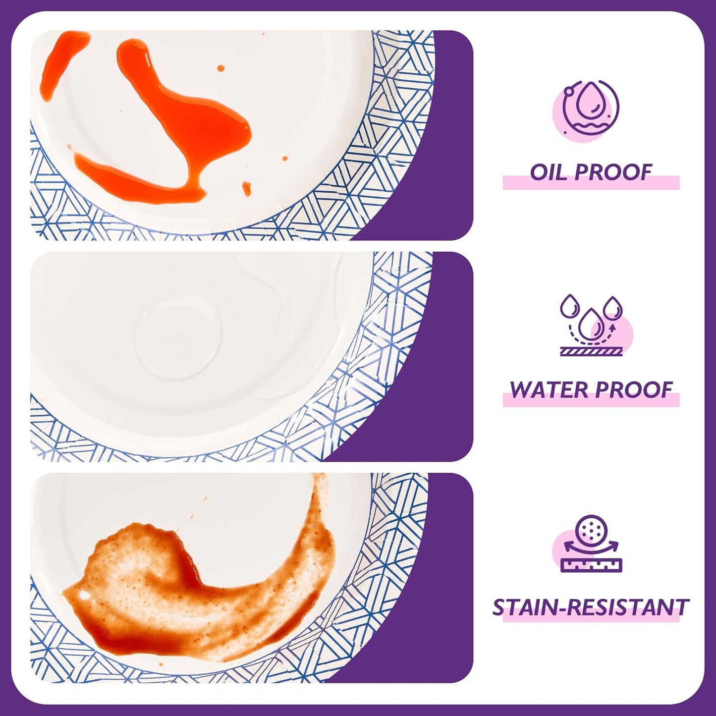 Regine Switzerland Disposable Paper Plates - Heavy Duty 8.5 Inch, Soak Proof, 300 Count for Parties & Picnics