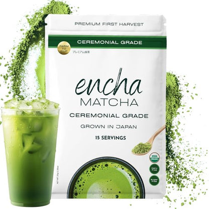 Encha Matcha - Organic Ceremonial Grade Matcha Powder | First Harvest Japanese Green Tea (30g/1.06oz)