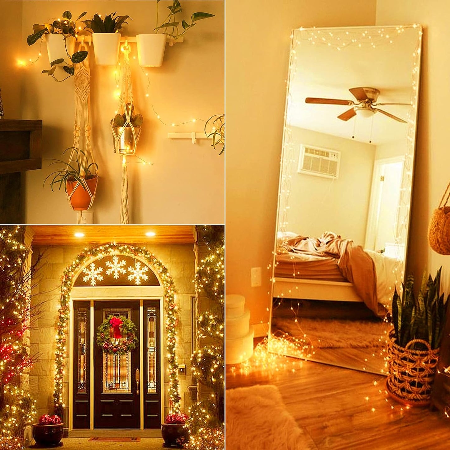 Twinkle Lights by Christmas | 72 Ft 200 LED Fairy String Lights with Plug | Warm White Copper Wire for Bedroom & Party Decor