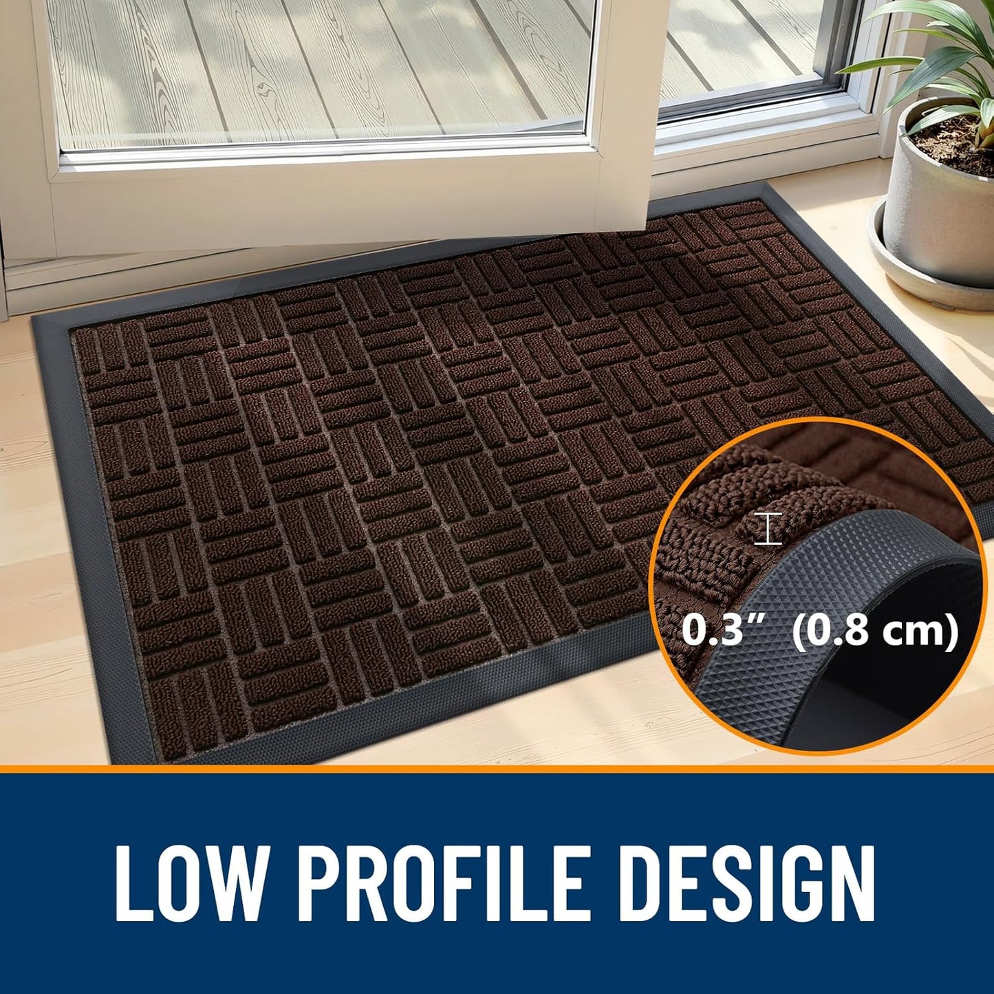 OLANLY Heavy-Duty Front Door Mat - Absorbent, Non-Slip, Stain & Fade Resistant | 29.5x17, Brown