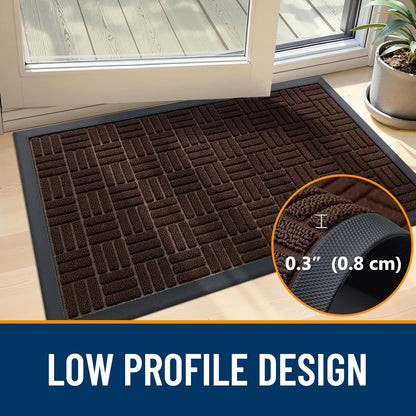 OLANLY Heavy-Duty Front Door Mat - Absorbent, Non-Slip, Stain & Fade Resistant | 29.5x17, Brown