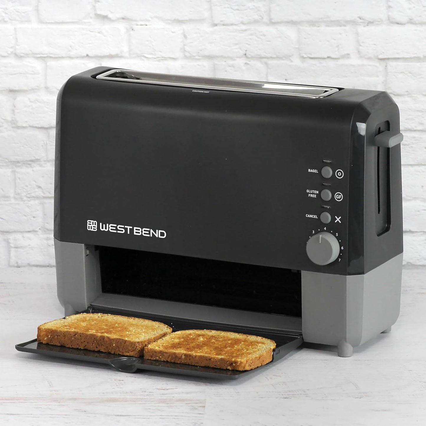 West Bend QuikServe Toaster - 2-Slice Wide-Slot Design with Bagel & Gluten-Free Settings | Fast Toasting, Black