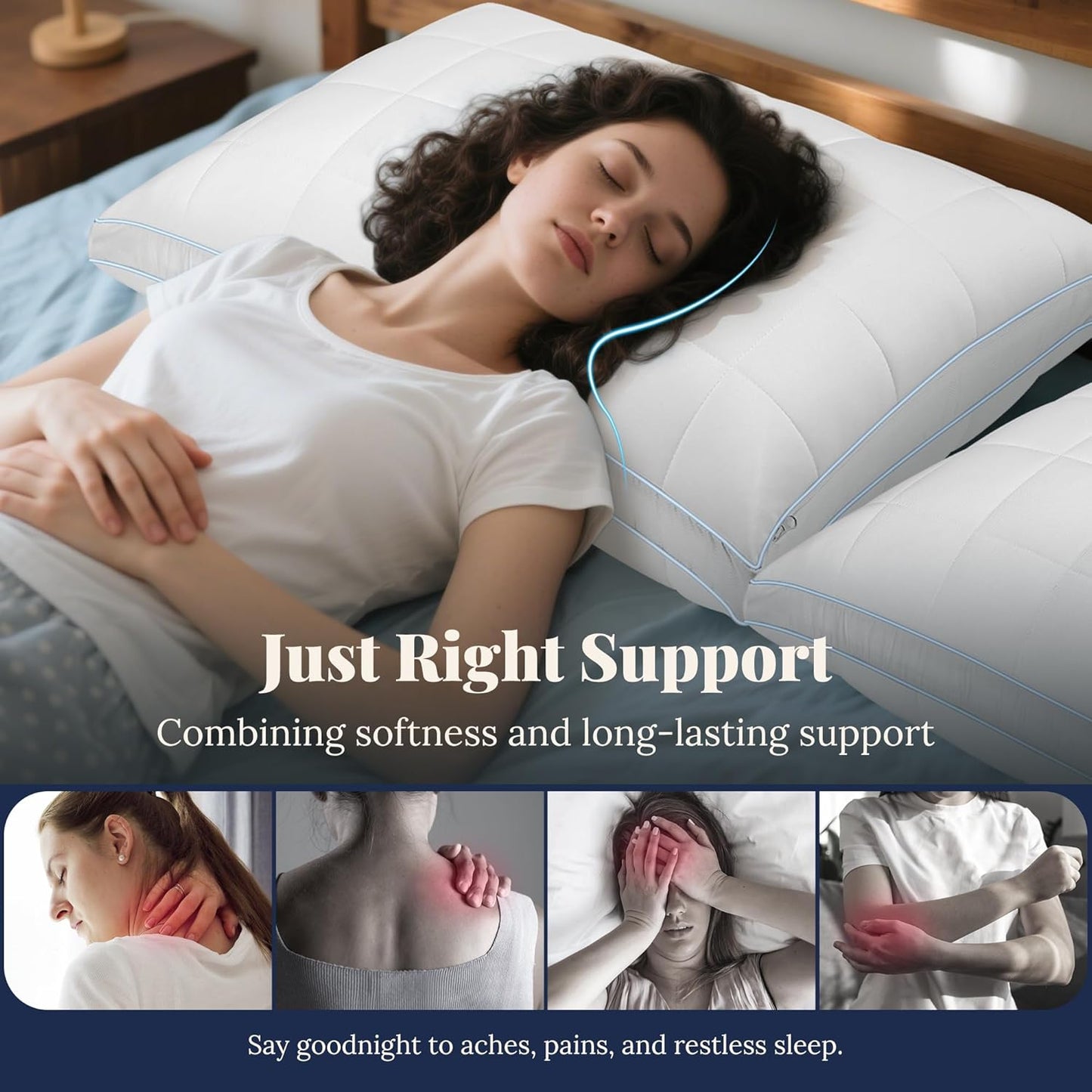 Skiennix Adjustable Bed Pillow - Queen Size Hotel Pillow with 3 Removable Inserts for All Sleep Positions