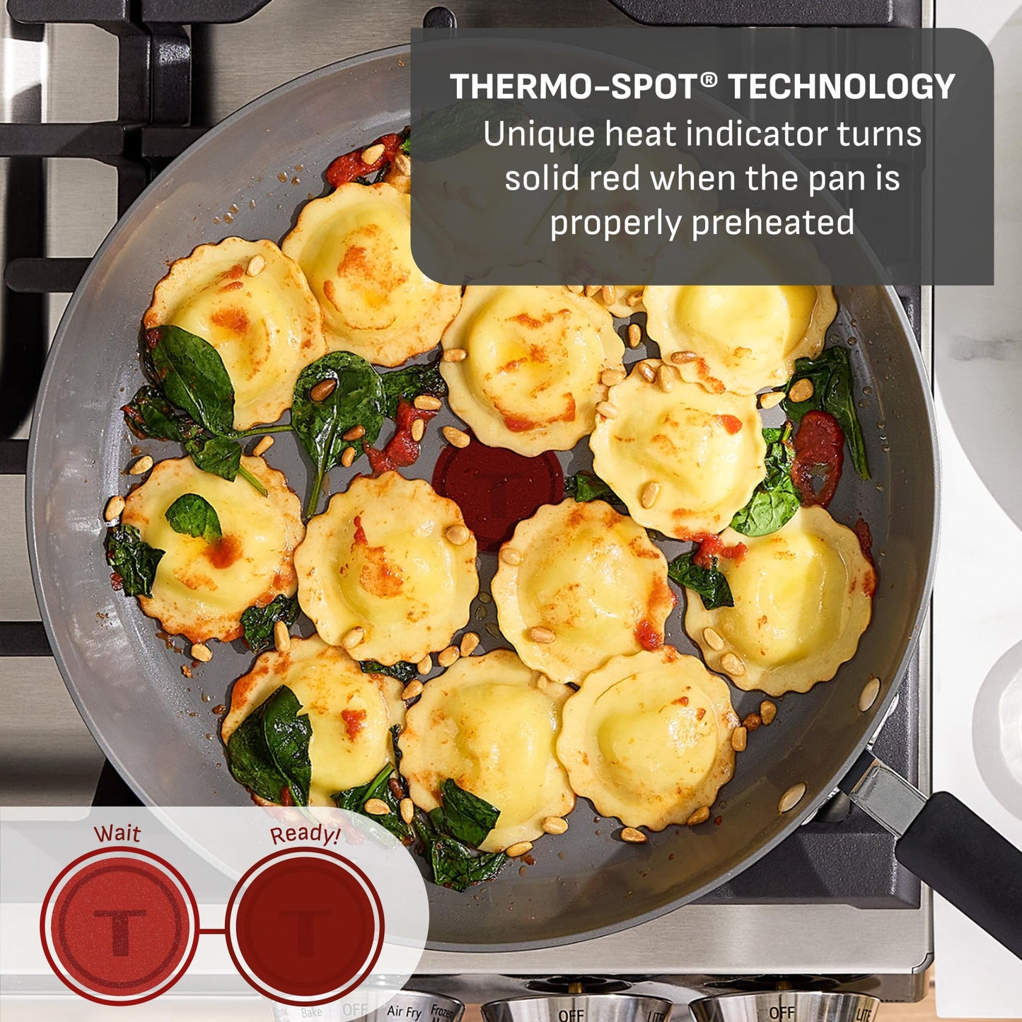 T-Fal Ultimate Hard Anodized 12-Piece Ceramic Nonstick Cookware Set, Oven Safe Up to 400°F, Ceramic Pots and Pans Set, Frying Pans, Saucepan, Stockpot, Cooking Utensils, Stone