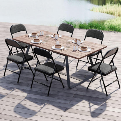 Nazhura Folding Chairs - 4 Pack Fabric Dining Chairs with Padded Cushion | Indoor/Outdoor Use (Charcoal)