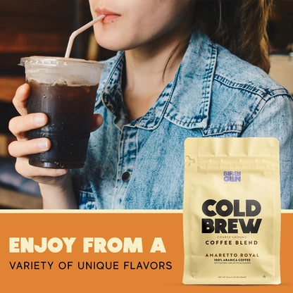 Birch Glen Roasters Cold Brew Coffee | Flavored Coarse Ground Coffee | Medium Roast | Artisanal Roasting | 100% Arabica |1 LB Bag | Banana Foster