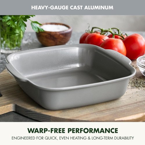 GreenPan Premiere 8" Square Cake Baking Pan - Healthy Ceramic Nonstick, Warp-Free, PFAS-Free, Gray