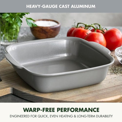 GreenPan Premiere 8" Square Cake Baking Pan - Healthy Ceramic Nonstick, Warp-Free, PFAS-Free, Gray