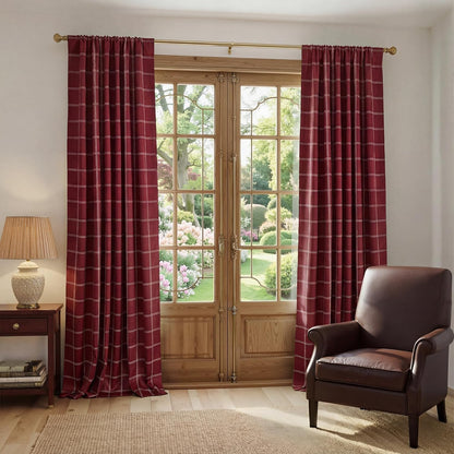 NICETOWN 100% Blackout Red Plaid Curtains - 84 Inch Long Thermal Insulated Drapes | 2 Panels Set for Living Room