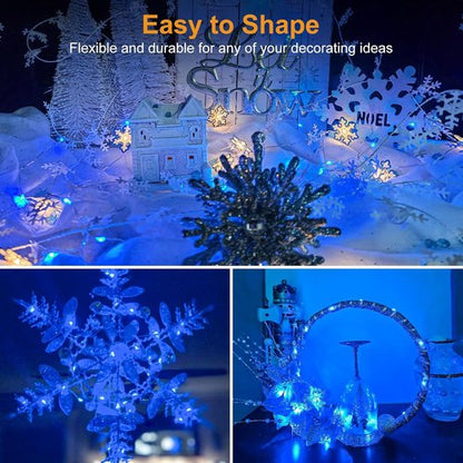 Btfarm 6 Pack Fairy Lights - Battery Operated 20 LED Twinkle String Lights | Waterproof Mini Silver Wire, Blue