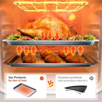 HONGBAKE Nonstick Baking Sheet Set - 3 Pack Cookie Sheets with Wider Grips | Noble Silver Finish