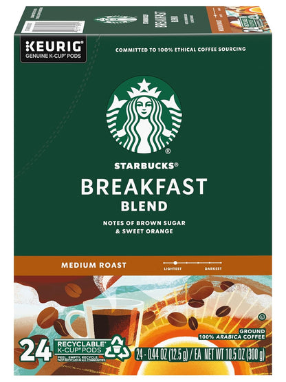 Starbucks Breakfast Blend Coffee K-Cups - Smooth & Flavorful | 72 Count Pack