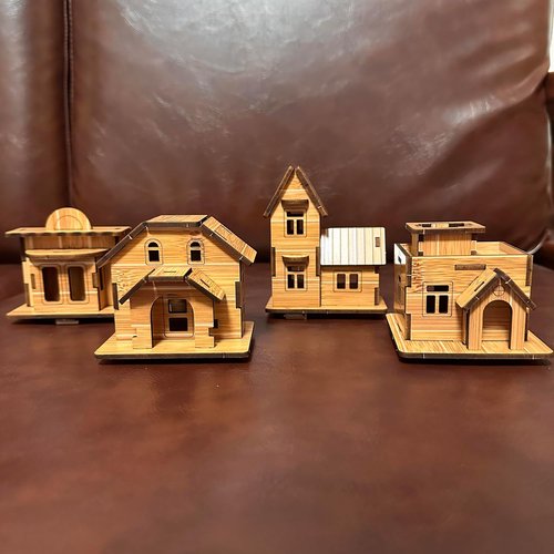 Log Cabin 3D Wooden Puzzle by [Brand Name] - DIY Miniature House Model Kit for Adults & Teens