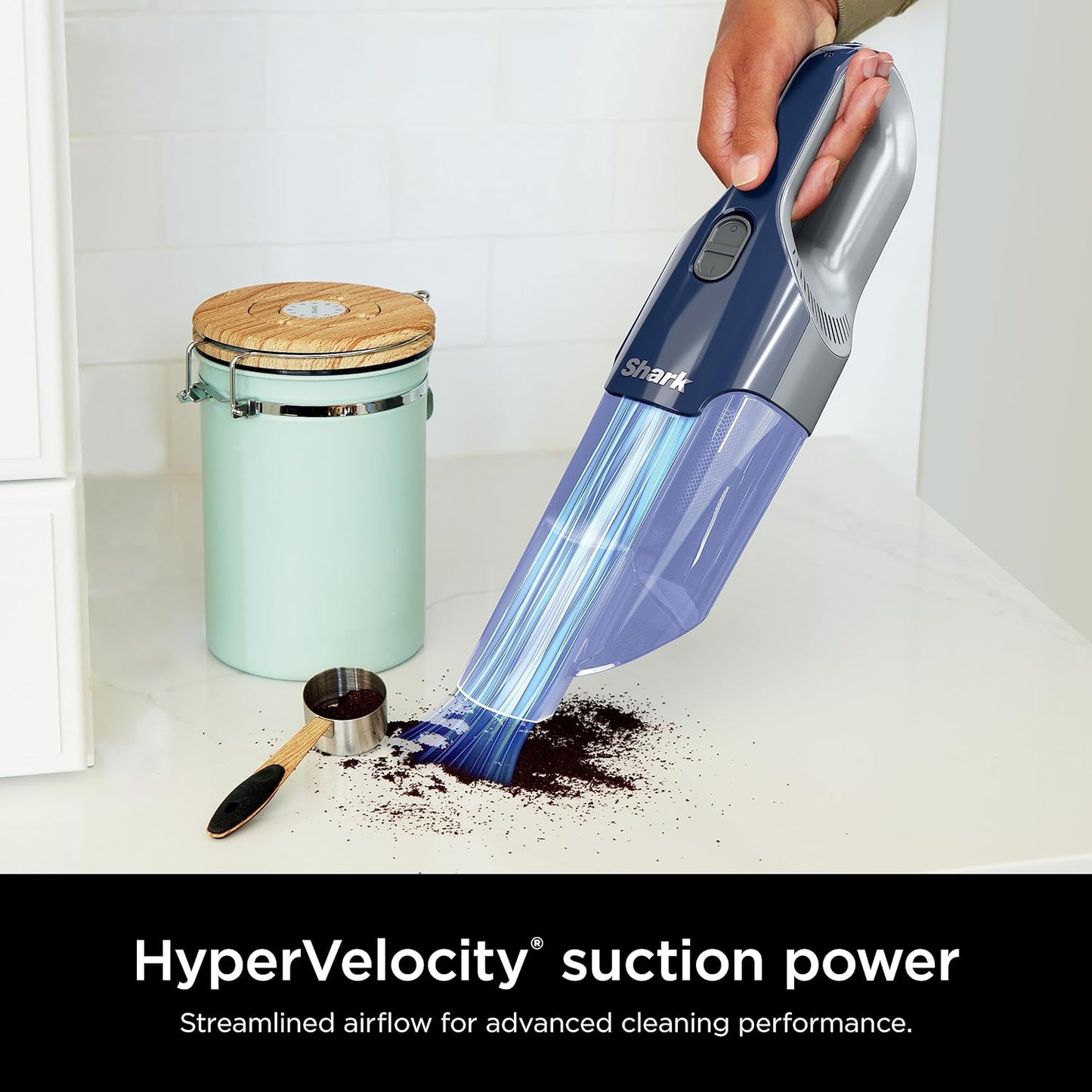 Shark Cyclone Handheld Vacuum - HyperVelocity Suction with 8" Crevice Tool | Navy Blue/Grey