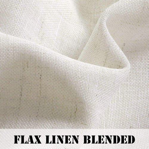 H.VERSAILTEX Natural Linen Tab Top Curtains 84 Inch Length for Living Room 2 Panel Drape Semi Sheer Neutral Country Rustic Farmhouse Boho Curtain Bedroom Muslin Look Light Filtering, Heathered Natural