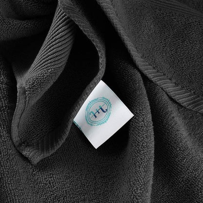 Hearth & Harbor Bath Towels - Luxury 100% Ring Spun Cotton Set of 6 | Ultra Soft & Highly Absorbent - Black