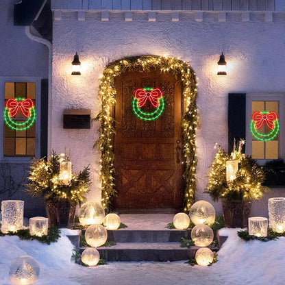 Variation 1: 14-Inch USB Christmas Wreath Window Lights with 8 Modes
