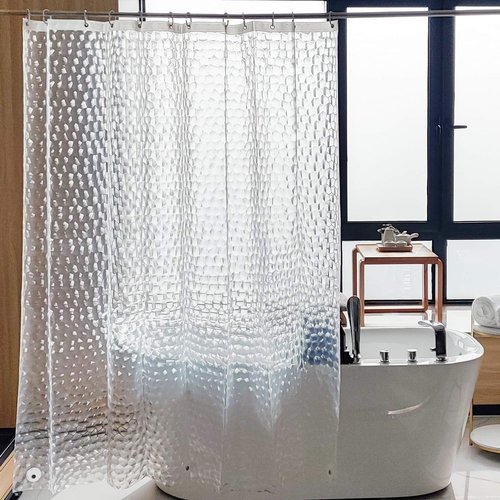 NTBAY EVA Clear Shower Curtain with Water Cube, Water-Repellent Liner with 3 Magnets for Bathroom, 72x72 Inches