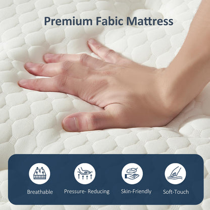 Vaeluna Queen Mattress, 12 Inch Queen Size Mattress in a Box, Hybrid Pocketed Coil Mattress, Medium Firm, Lumbar Support & Motion Isolation, Pressure Relief & Breathable Comfort