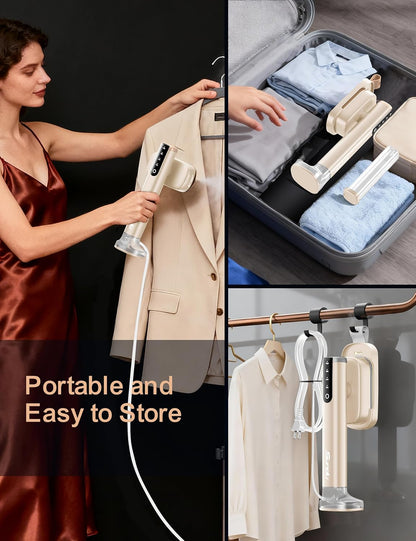 Sundu Travel Steamer for Clothes - Portable Handheld Garment Steamer with Fast 15s Heat-Up | Dual 180ml & 100ml Tanks