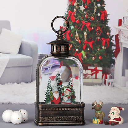 Eyrosa Christmas Snow Globe, Gnome Snow Globe Glitter Lighted with Music, Musical Christmas Decorations USB and Battery Operated Lantern, Christmas Decor for Home