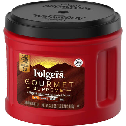 Folgers Gourmet Supreme Medium Dark Roast Ground Coffee, 24.2 Ounces