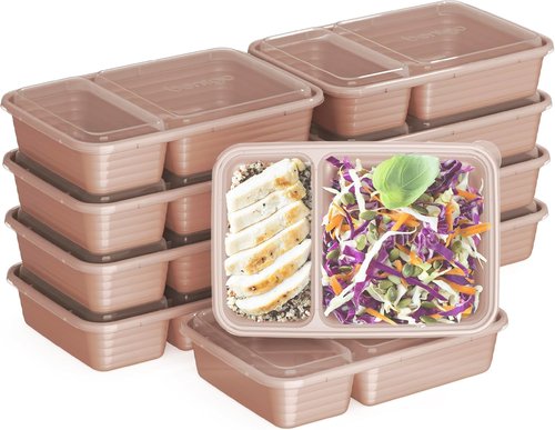 Bentgo Prep - 20-Piece Reusable Meal Prep Containers | Durable, BPA-Free, Microwave & Dishwasher Safe (Rose Gold)