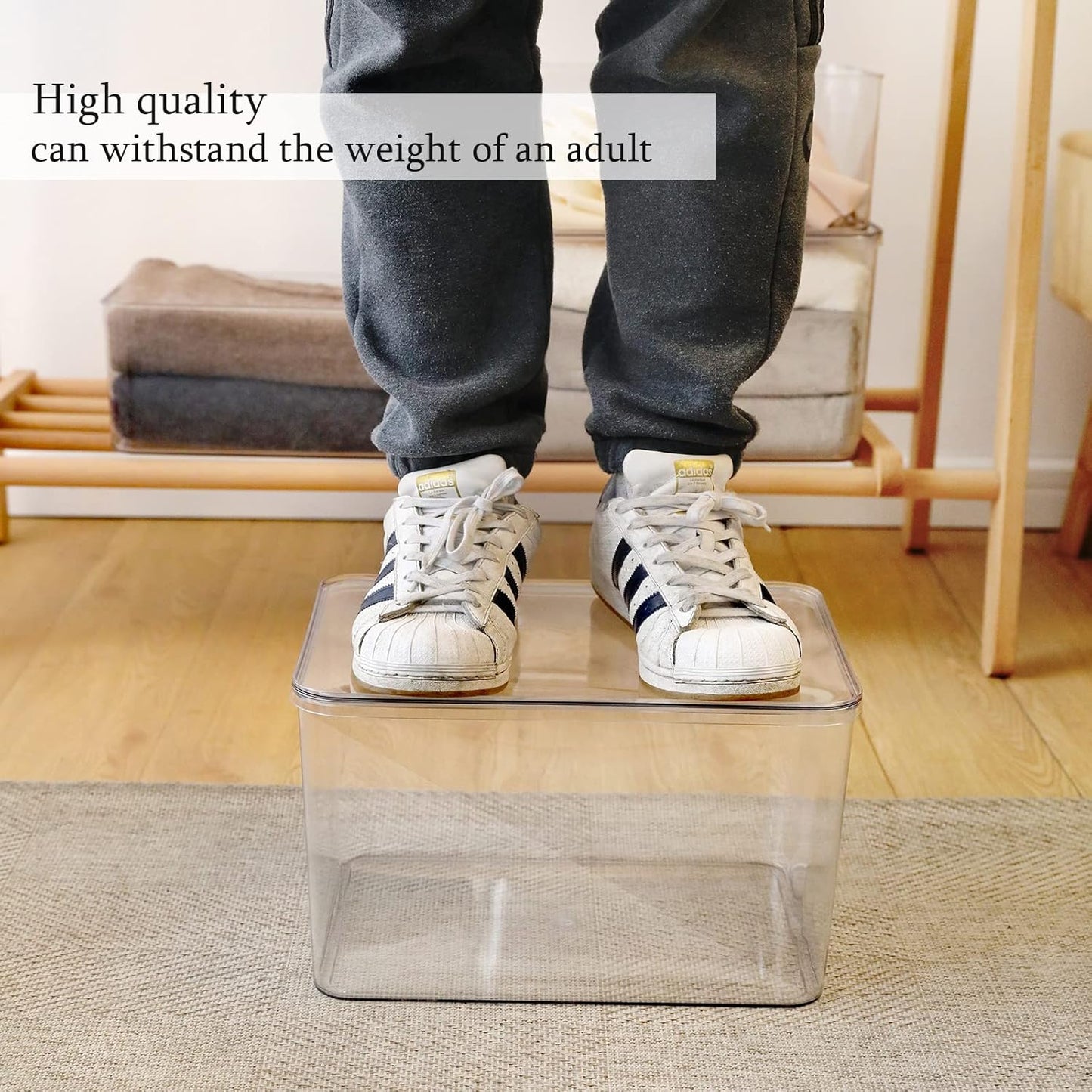 Skiennix Storage Boxes - 5 Pack Transparent Food Organizers | Stackable Lidded Bins (3 XL + 2 M)