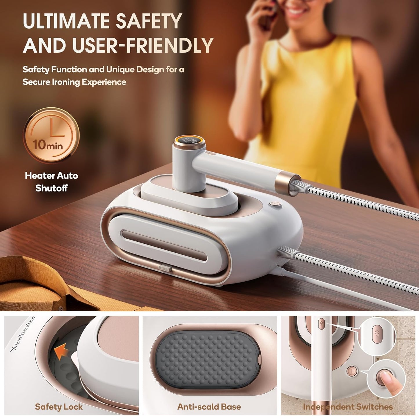 Newbealer 2-in-1 Pro Steam Station Iron - 1550W Turbocharged Steam, 30s Heat-Up, 1.2L Tank