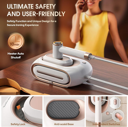 Newbealer 2-in-1 Pro Steam Station Iron - 1550W Turbocharged Steam, 30s Heat-Up, 1.2L Tank