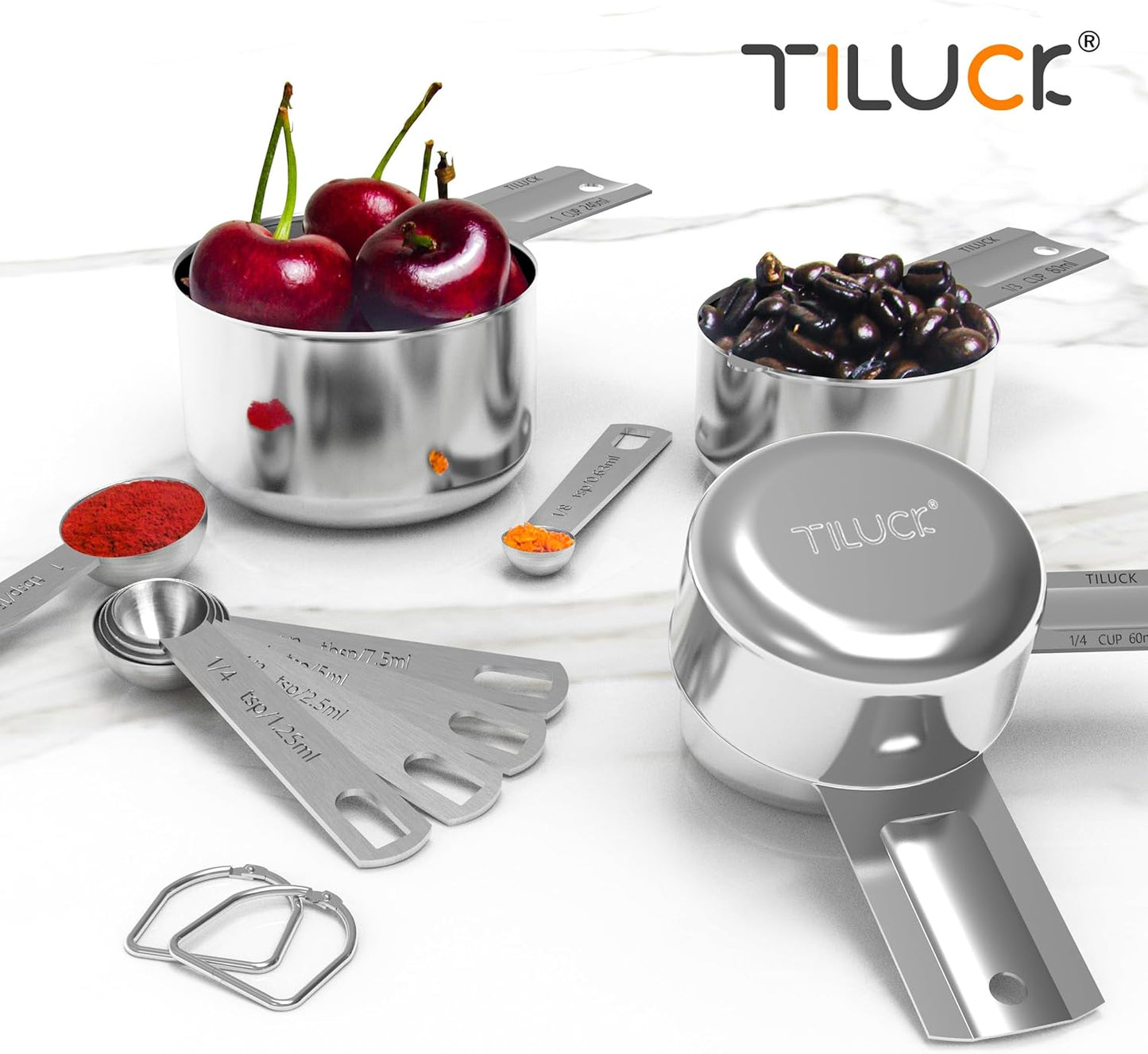 TILUCK Stainless Steel Measuring Cups & Spoons Set - Essential Kitchen Gadgets for Cooking & Baking (11 Pieces)