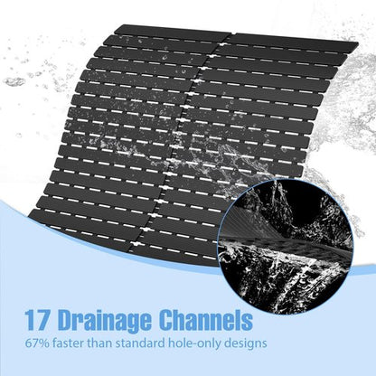 Shower Mat Non-Slip Bath Mat for Tub and Shower Stall,236 Suction Cups with Drain Holes, Quick Dry Machine Washable, Extra Grip for Stand Up Showers, Bathroom Essentials 24x24 Inch(Black)