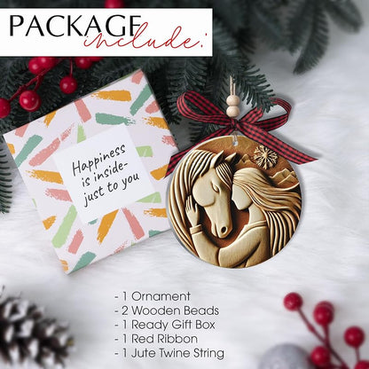 Horse Ornament for Christmas Tree - 3D Acrylic Decoration, Variation: Horse and Girls