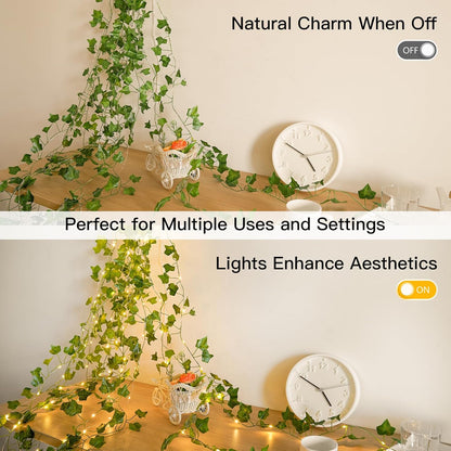 Suddus Ivy String Lights - 33ft 100 LED Battery Operated Fairy Lights with Remote | Warm White Decor for Bedroom, Garden, Party, Wedding