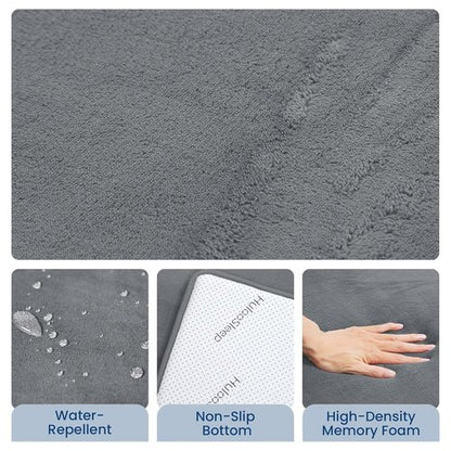 Huloo Play Mat - Non-Toxic 50"×50" Soft Coral Velvet for Infants | 1.3" Thick, Water-Repellent, Safe for Crawling (Dark Grey)