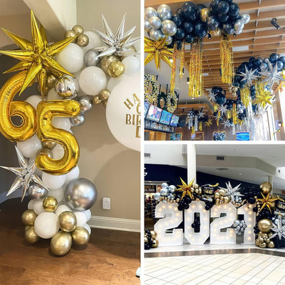 PartyWoo Metallic Gold Star Foil Balloons - 6 Different Sizes | 22-Inch Mylar Balloons for Weddings, Graduations & Birthdays