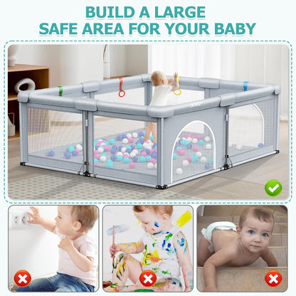 Skiennix Baby Playpen - Foldable Large Portable Safety Area for Toddlers | Indoor/Outdoor (71" × 59")