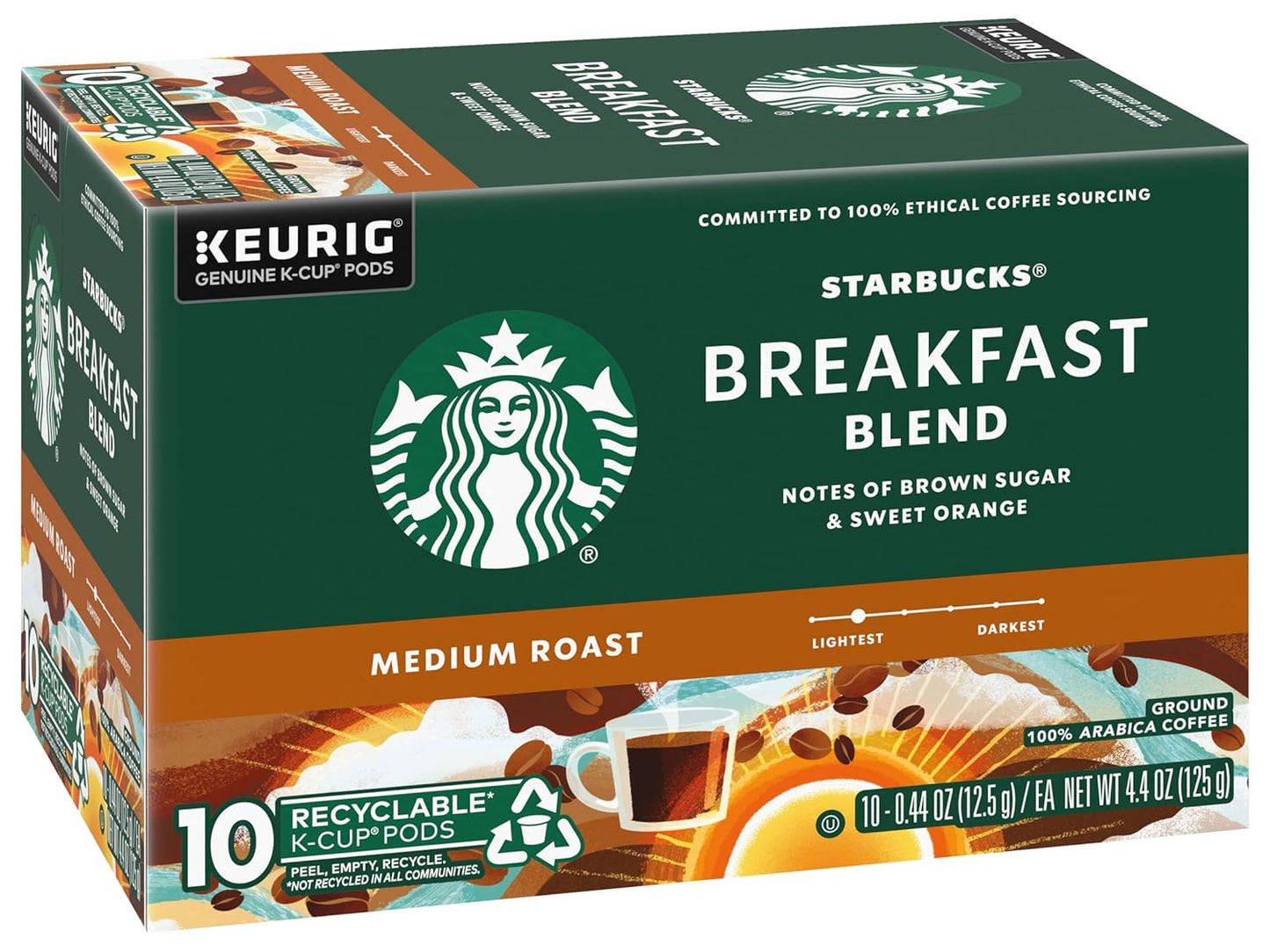 Starbucks Breakfast Blend Medium Roast Coffee K-Cup Pods - 40 Count (Pack of 4 Boxes)