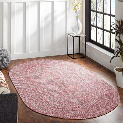 Superior Reversible Braided Indoor/Outdoor Area Rug, 4' x 6', Brick-White