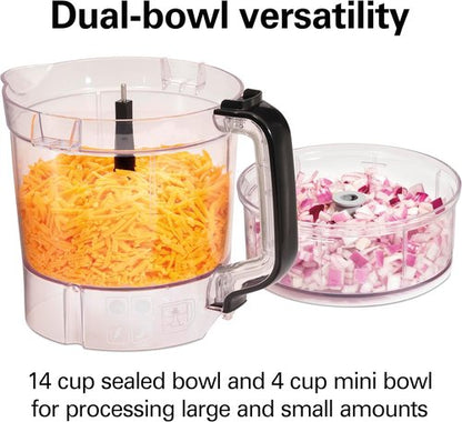 Hamilton Beach Food Processor - 14-Cup Capacity with Stainless Steel Blades & 3-Speed Motor | Black