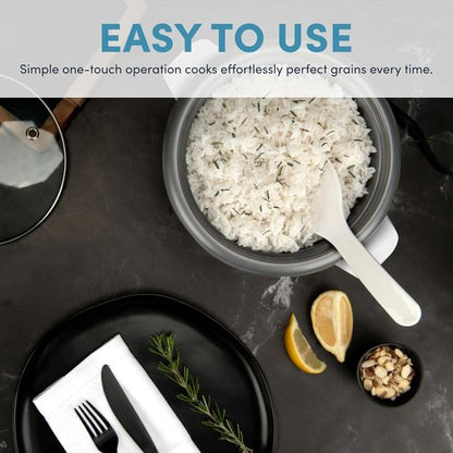 AROMA® Rice Cooker - 3-Cup Uncooked / 6-Cup Cooked Capacity | Auto Keep Warm, White, ARC-363NG