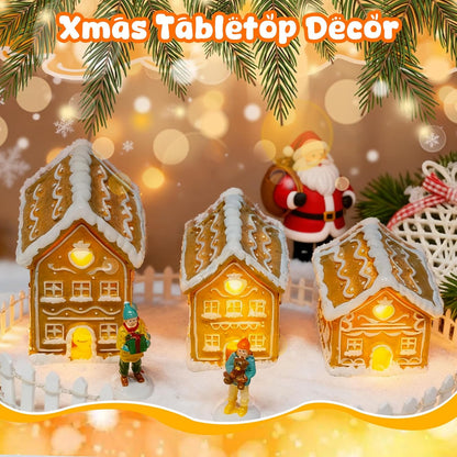 Regine Switzerland Christmas Gingerbread House Kit - 3PCS Mini Village Decorations for Festive Home Decor
