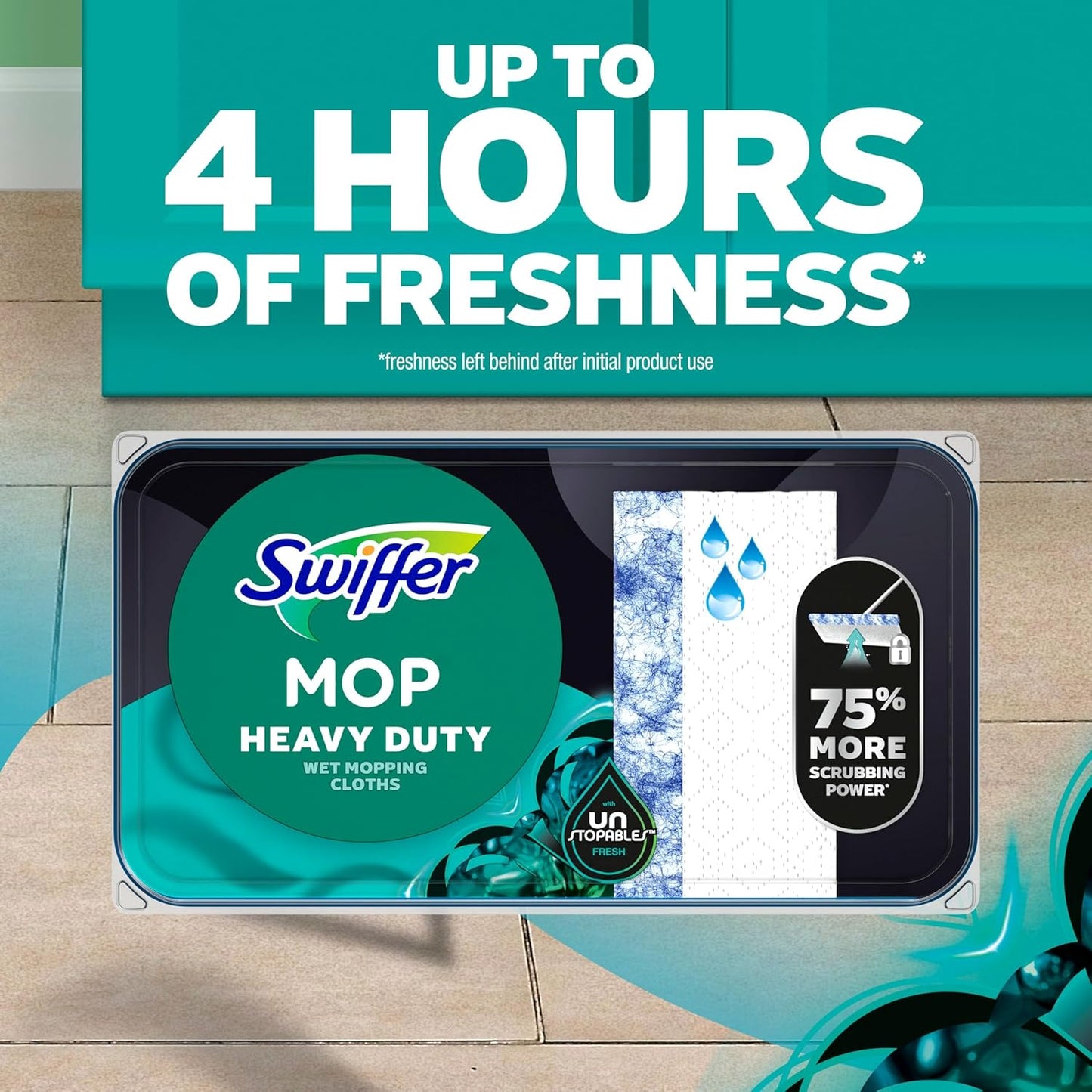 Swiffer Heavy Duty Mop Refills - Multi-Surface Cleaning Cloths with Gain & Unstopables Scents | 30 Count
